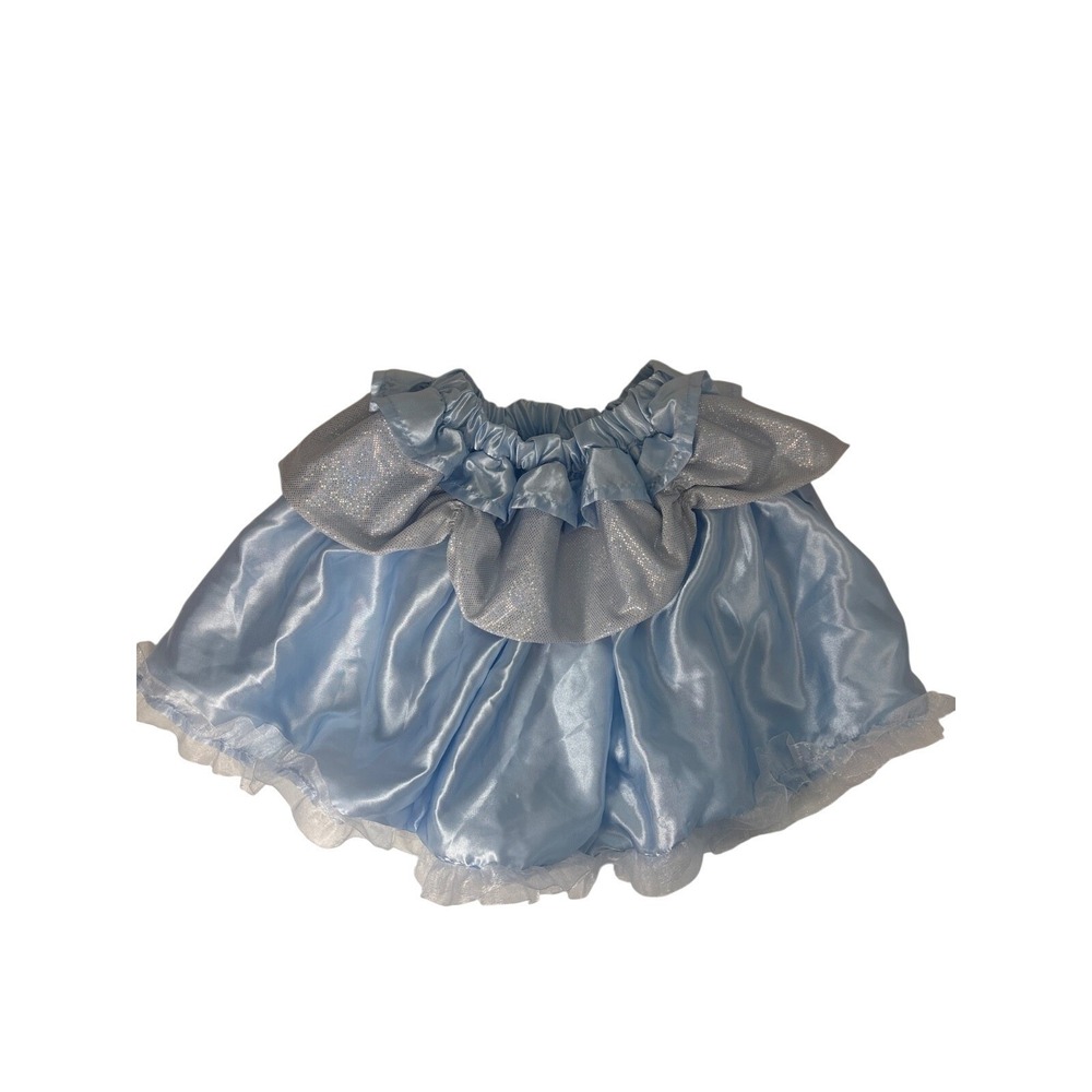 Girls Ruffle Tutu blue satin silver glitter dress-up skirt Fits Most 3-10 Yrs